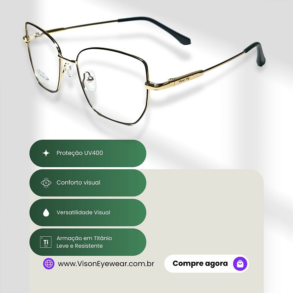 Armação de Grau Vison Eyewear Atenas em Titânio: Minimalismo e Sofisticação para o Seu Estilo!