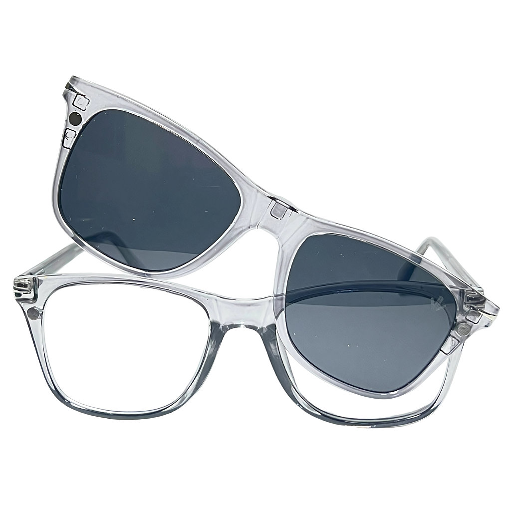 Óculos 2 em 1 Clip-On Vison Eyewear Munique Translúcido: Conforto, Comodidade e Versatilidade!