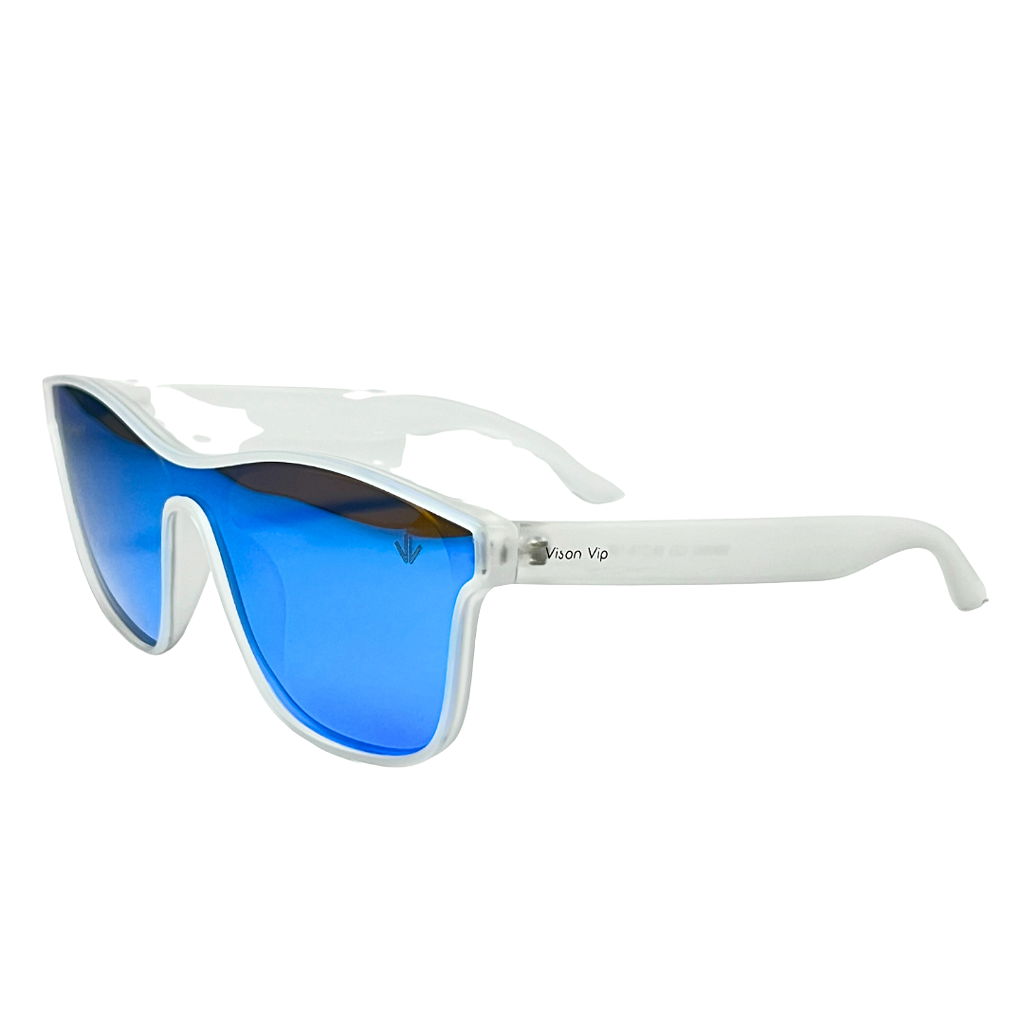 Óculos de sol com proteção UV Vison Eyewear Amsterdã Branco com Lentes Espelhadas