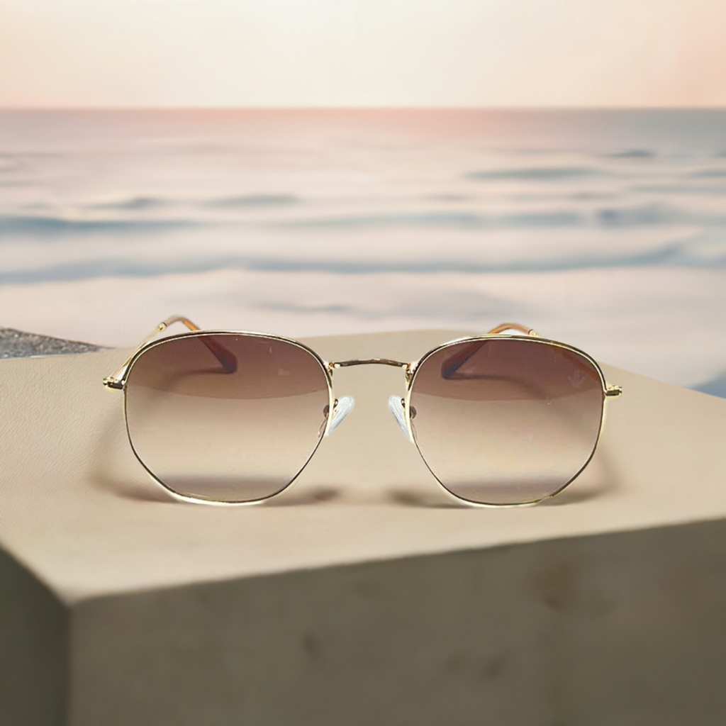 Óculos de Sol Vison Eyewear Gênova Dourado – Aviador Hexagonal: Um Clássico com Toque Moderno!