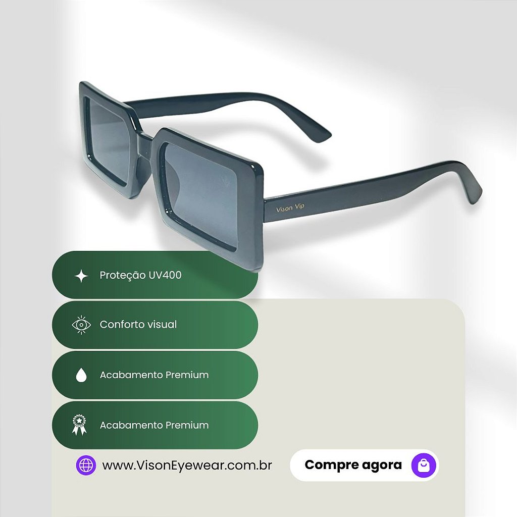 Óculos de Sol Vison Eyewear Barcelona Preto: O Encontro Perfeito entre o Retrô e o Moderno!