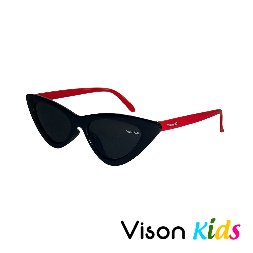 Óculos Infantil Vison Kids Gatinho Preto com Hastes Vermelho